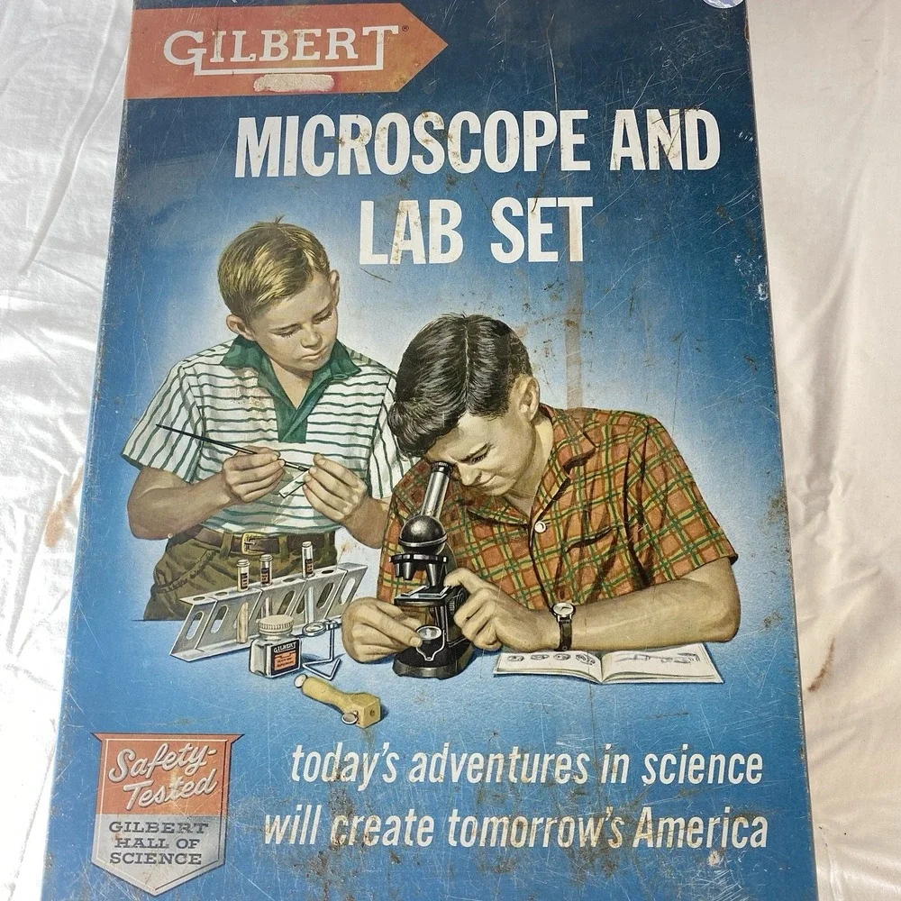 Vintage Gilbert Microscope & Lab Set No.13082 Binocular Viewer Incomplete